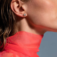 Beaded Earrings, Large lab diamond yellow gold studs 2 ctw